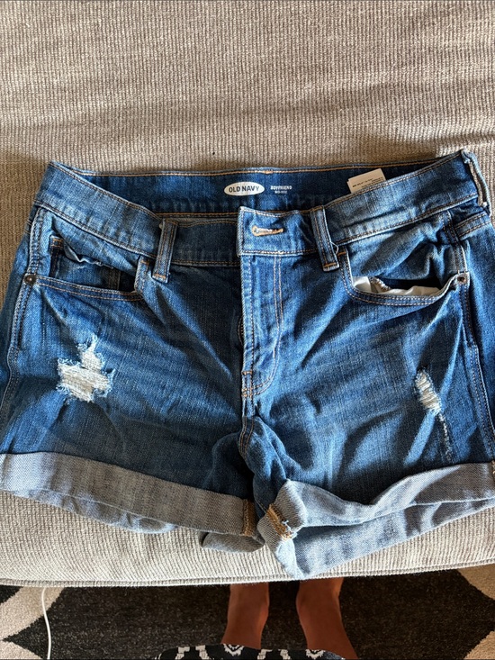 Old Navy Pants - Old Navy Blue Distressed Rolled-Hem Denim Shorts